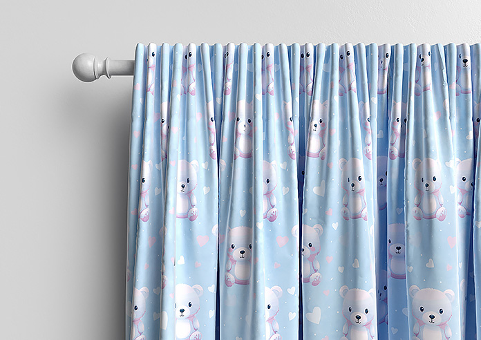 Little Bear, Blue Cotton - Made to Measure Curtains - Image 9